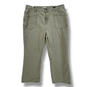Kensie‎ Jeans Women's 14 Savannah High Rise Flare Crop Olive Stretch